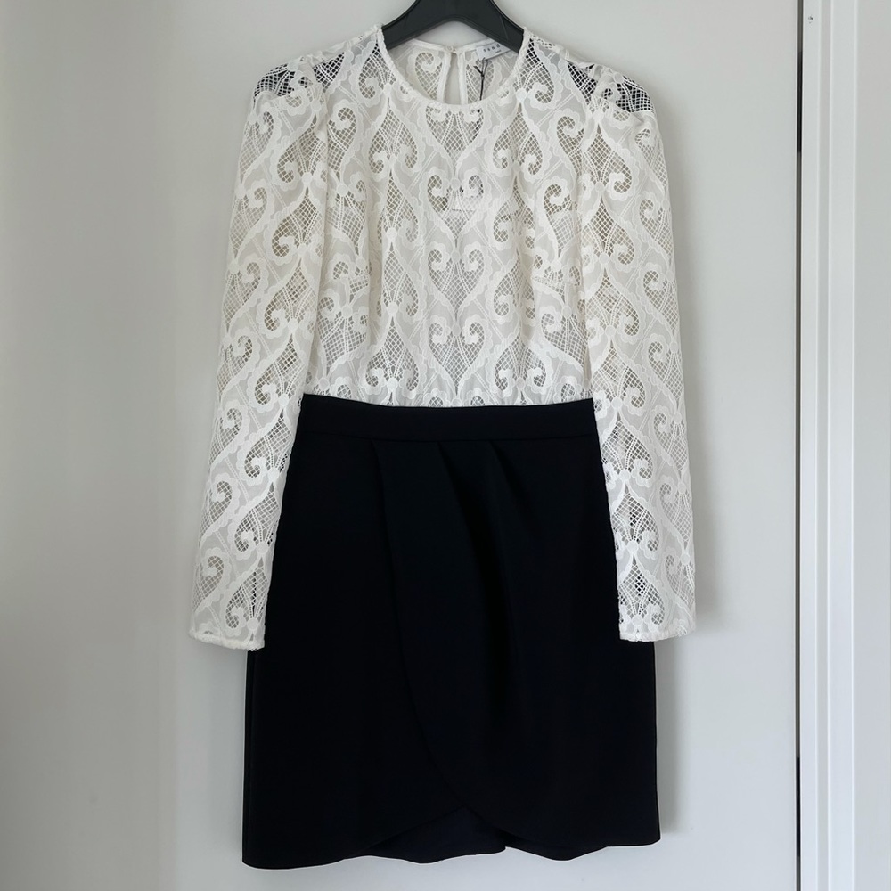 Sandro lace black and white dress CAMELIA